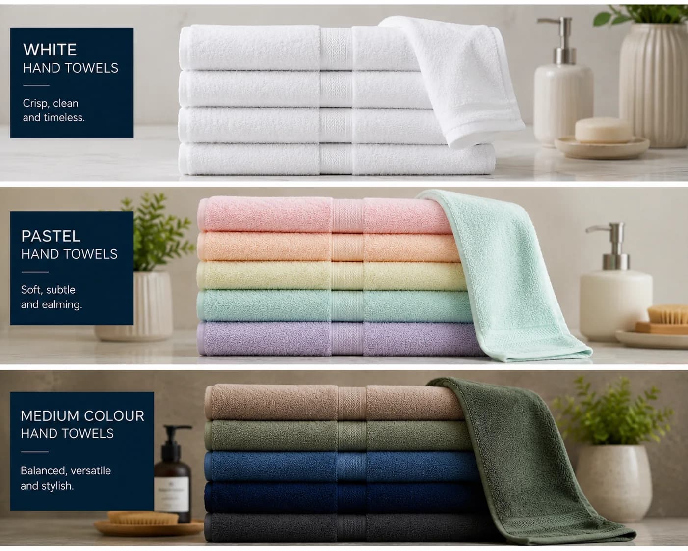 Hand towel white pastel and medium colour options