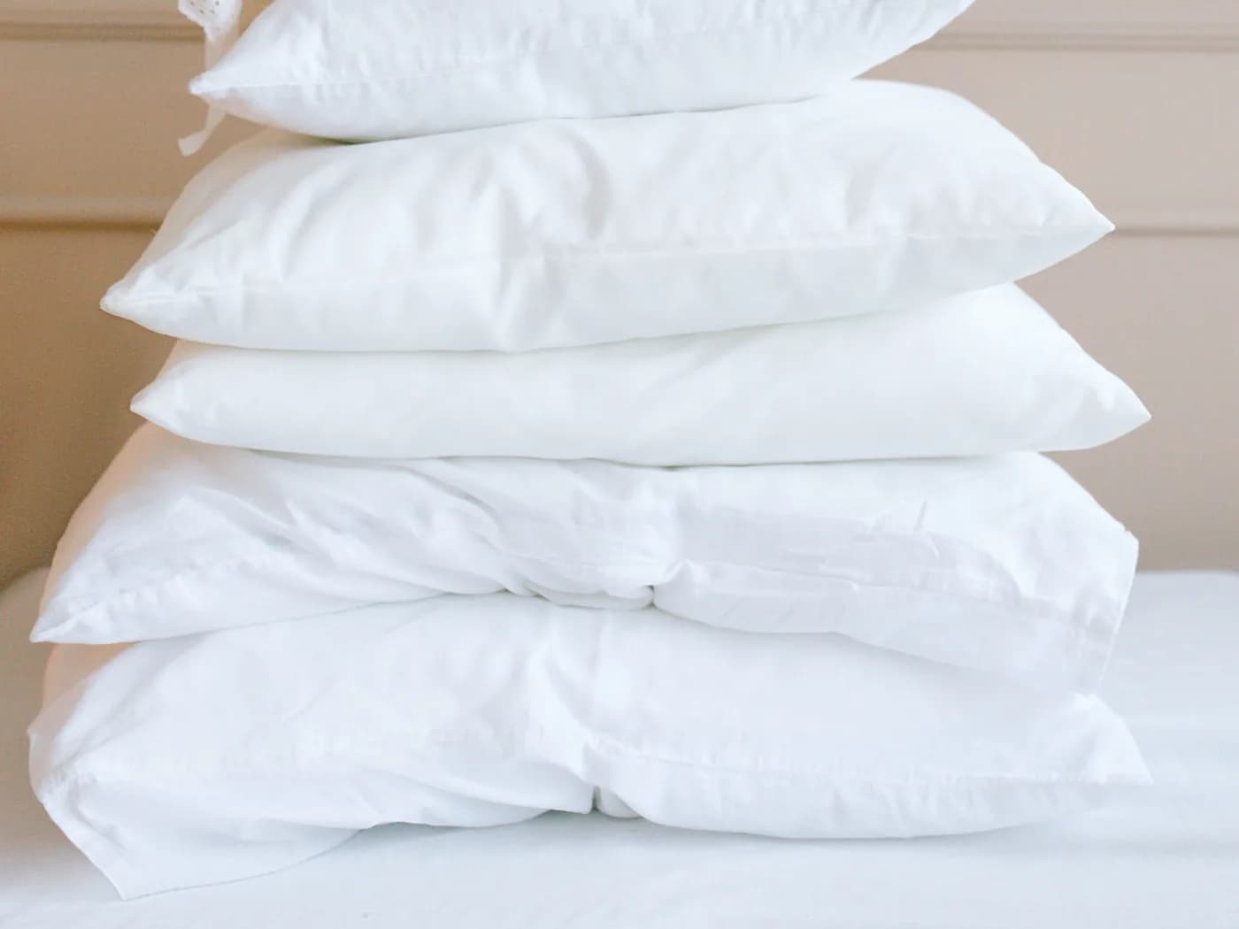 White hotel pillows for hospitality guest rooms